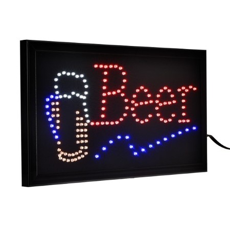 Alpine Industries 19" x 10" LED Rectangular Beer Sign with Two Display Modes, PK2 ALP497-14-2pk